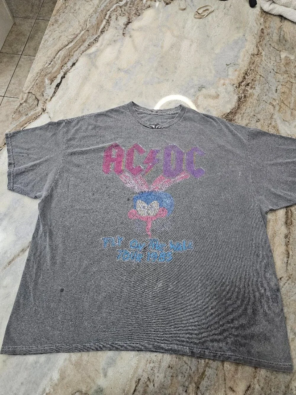 ACDC Fly on the Wall 1985 Tour T Shirt Gray Graphic Band Tee XL